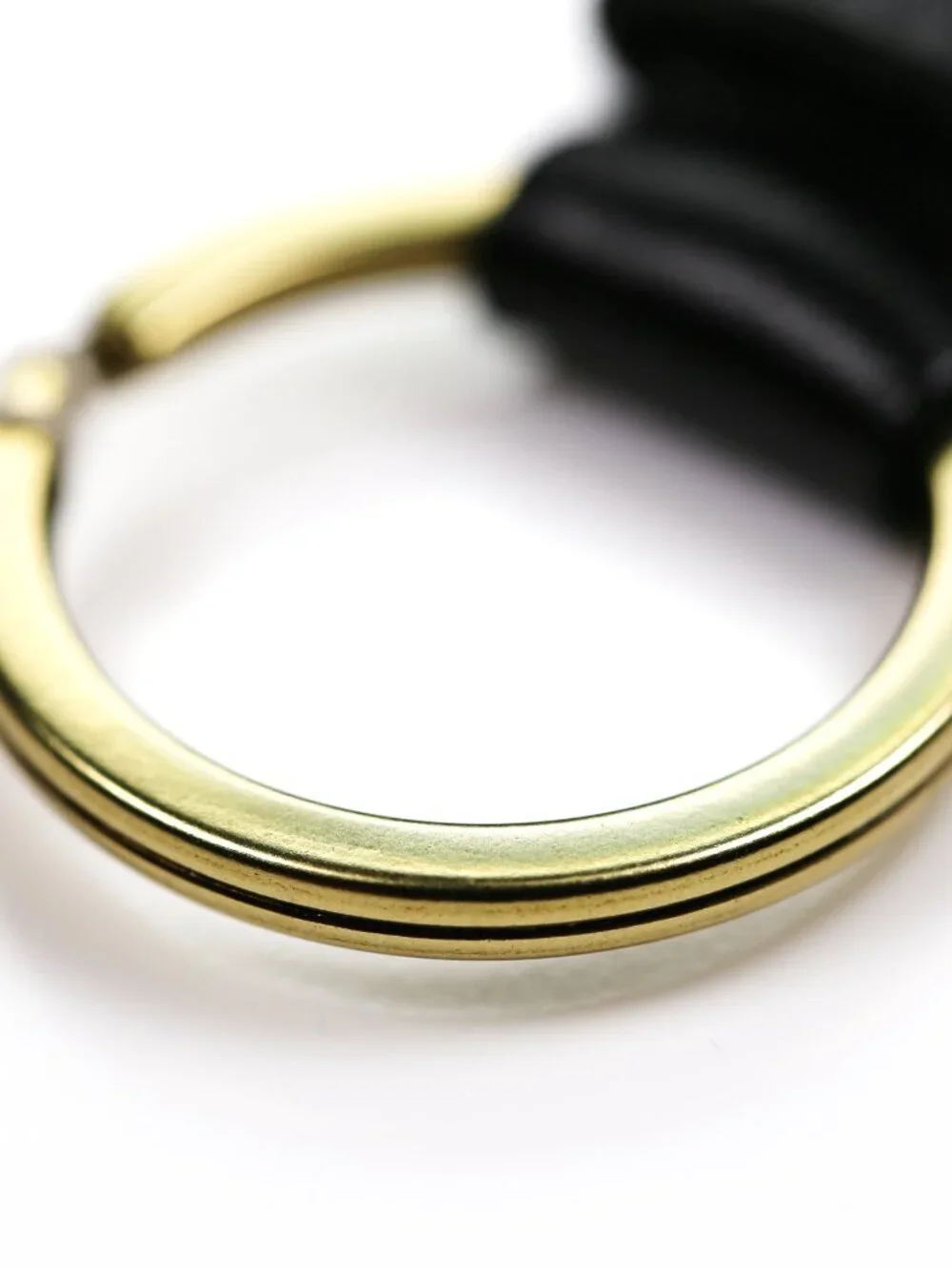 NWT Polo Ralph Lauren Braided Black Leather Keychain Key Fob Gold Tone